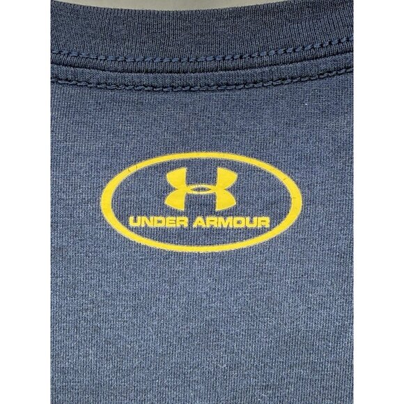 Under‎ Armour Project Rock Respect Mens Medium Tee Blue HeatGear Bull Logo Shirt - Picture 7 of 7